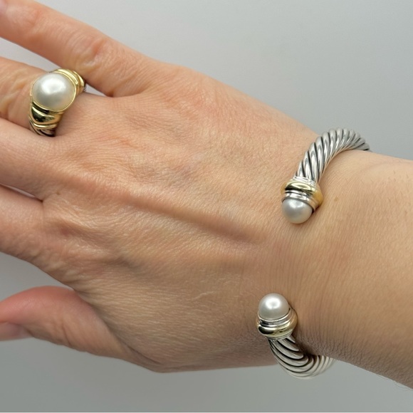 David Yurman 7mm Pearl Bracelet With Gold - Picture 7 of 8